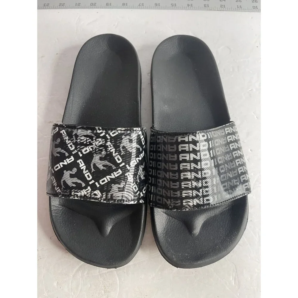 AND1 Slippers Men's Size 9 Crossover Slides Black Slip On Open Toe MNAN20ES056